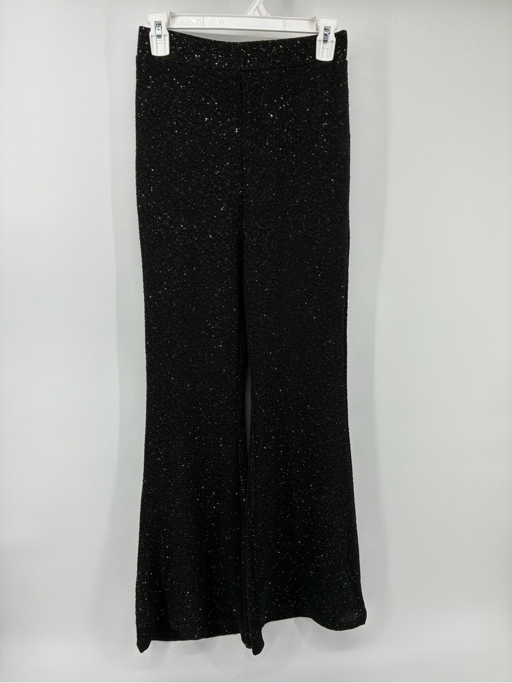 Elegant Black Flared Metallic Women's Pants